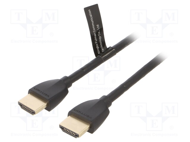 Cable; HDMI 2.0; HDMI plug,both sides; 0.5m; black; 32AWG; Core: Cu