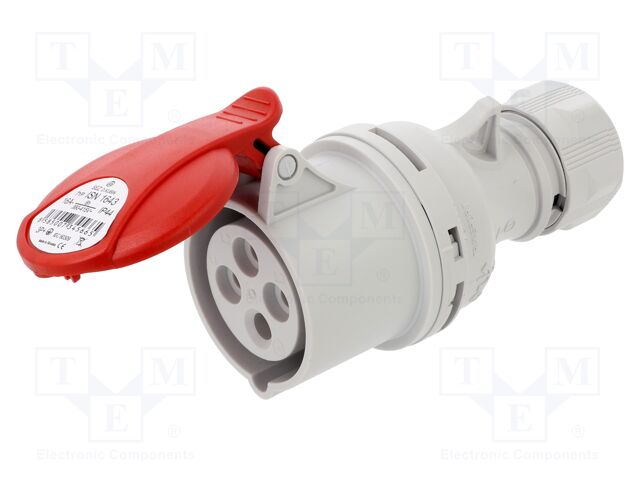 Connector: AC supply 3-phase; plug; female; 16A; 400VAC; IEC 60309