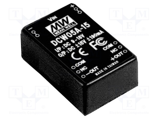 Converter: DC/DC; 5.7W; Uin: 9÷18V; Uout: 15VDC; Uout2: -15VDC; DIP