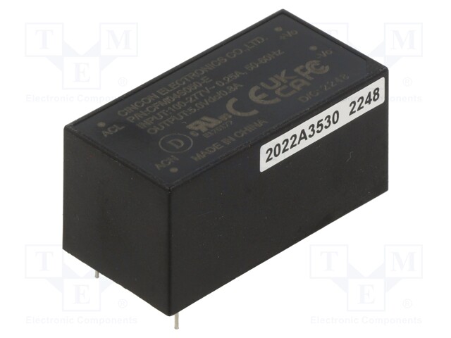 Converter: AC/DC; 4W; 85÷305VAC; 120÷431VDC; Iout: 800mA; 77%; PCB