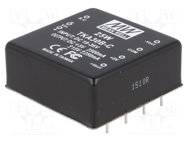 Converter: DC/DC; 25W; Uin: 18÷36V; Uout: 5VDC; Uout2: 15VDC; 2"x2"