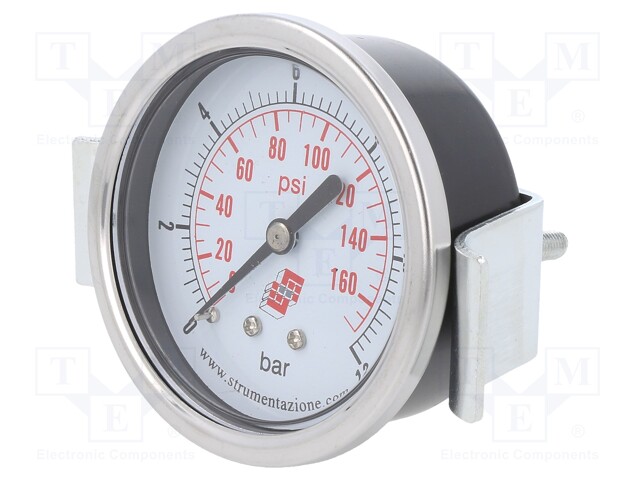 Manometer; Working pressure: 0÷12bar; 63mm; Enclos.mat: steel