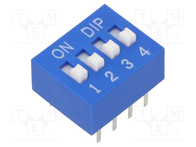 Switch: DIP-SWITCH; Poles number: 4; OFF-ON; 0.025A/24VDC; Pos: 2/4