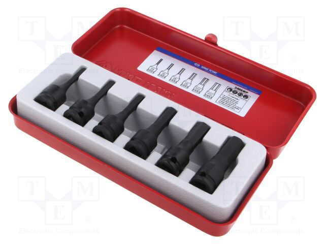 "IMPACT SOCKET SET 3/8"" HEX BIT 6pcs 4 - 12mm, CASSETTE"