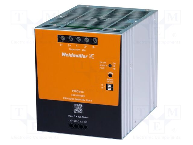 Power supply: switching; for DIN rail; 960W; 24VDC; OUT: 1