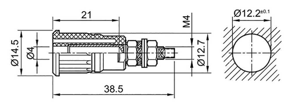 32A; insulated; Urated: 1kV; brown; Plating: nickel plated; socket