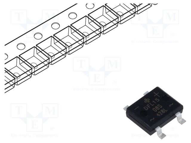 VISHAY - DFL1508S-E3/77 - Bridge Rectifier Diode, Single Phase, 800 V, 1.5 A, SMD, 1.1 V, 4 Pins