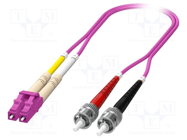 Fiber patch cord; OM4; LC/UPC,ST/UPC; 3m; 50/125um; LSZH; violet