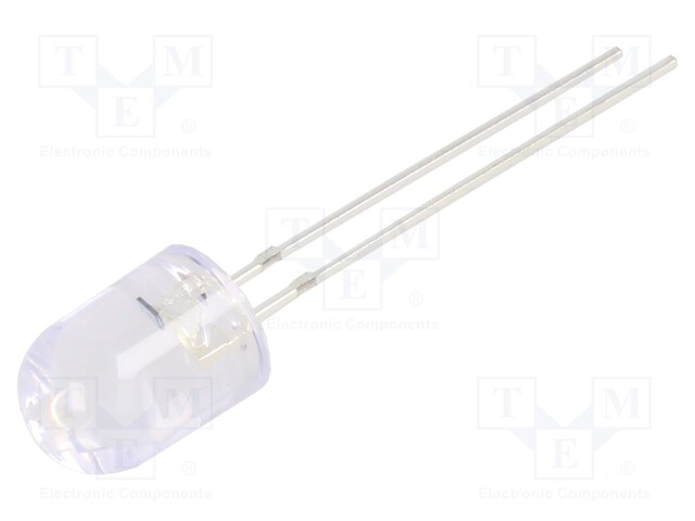 CRLED; 8mm; white; 10000mcd; 30°; Front: convex; 20V; No.of term: 2