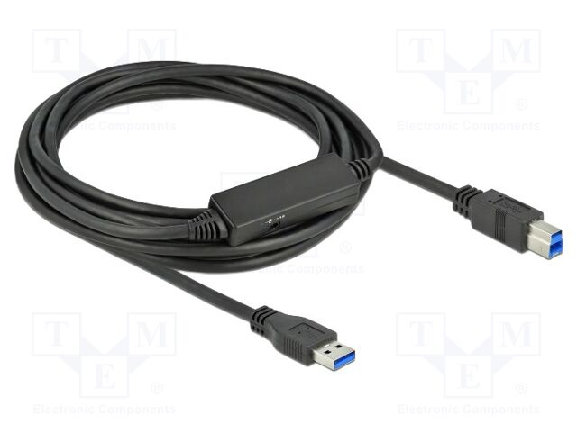 Cable; with switch,with amplifier; 5m; black; 24AWG,28AWG; 5Gbps