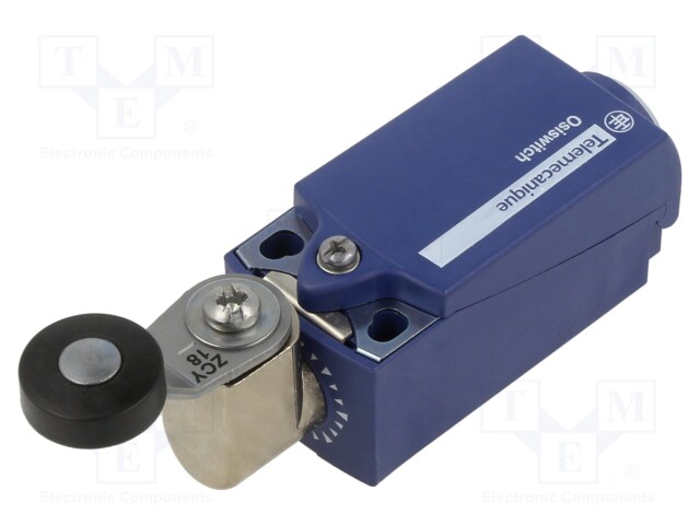 Limit switch; lever R 33mm, plastic roller Ø19mm; NO x2; 10A