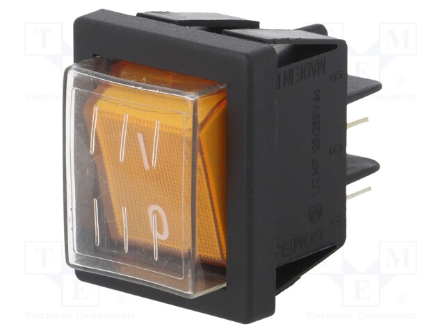 ROCKER; SPST; Pos: 2; ON-OFF; 16A/250VAC; orange; max.125°C