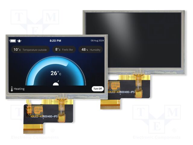 Display: TFT; 4.3"; 480x272; Illumin: LED; 105.5x67.2mm; RGB