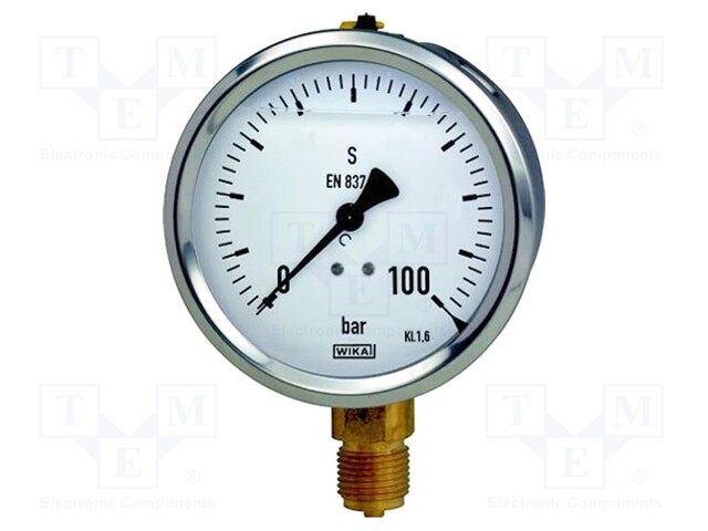 Manometer; 0÷100 bar; Class: 1,6; 63mm; Thread: G 1/4 B