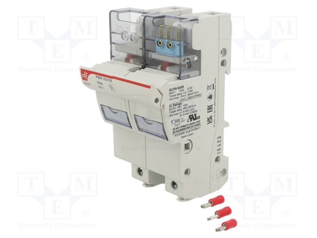 Fuse holder; cylindrical fuses; 22x58mm; Mounting: DIN; 125A; IP20