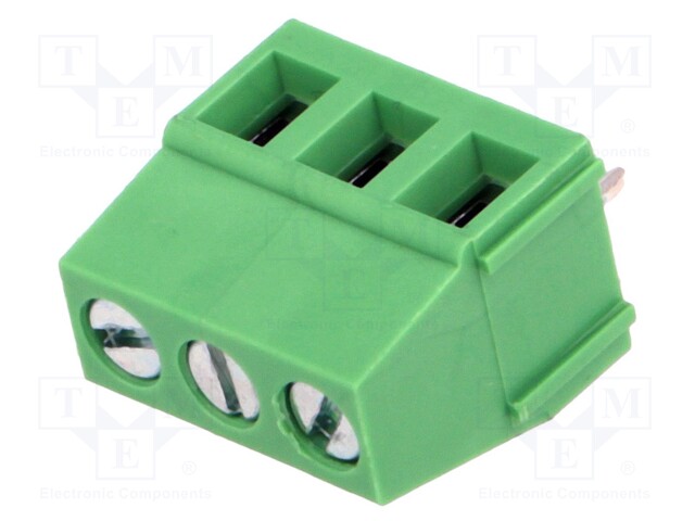 PCB terminal block; angled; 5mm; ways: 3; on PCBs; 2.5mm2; terminal