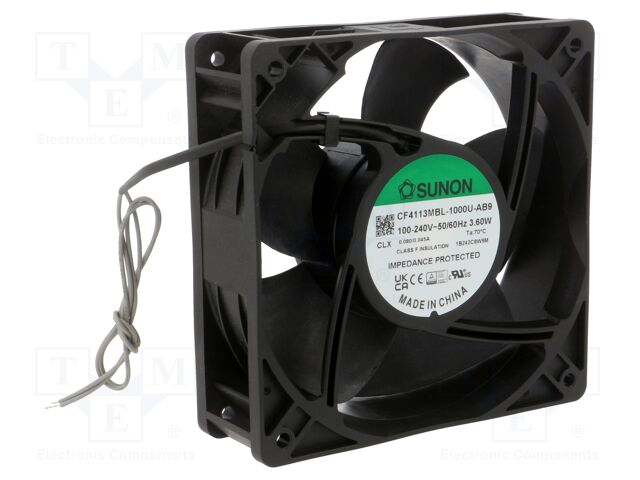 Fan: EC; axial; 230VAC; 120x120x38mm; 132m3/h; 40.2dBA; 3100rpm