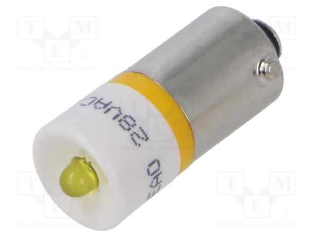 LED lamp; yellow; BA9S; 28VDC; 28VAC; No.of diodes: 1
