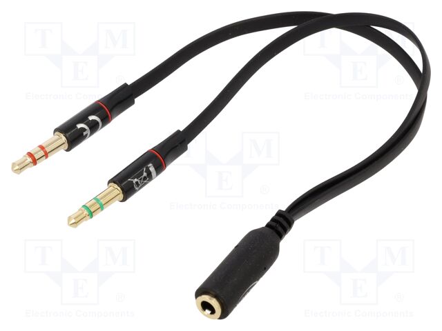 Cable; Jack 3.5mm 3pin plug x2,Jack 3.5mm 4pin socket; 0.2m