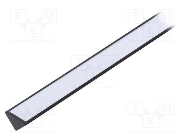 Profiles for LED modules; white; angular; black; L: 1m; aluminium