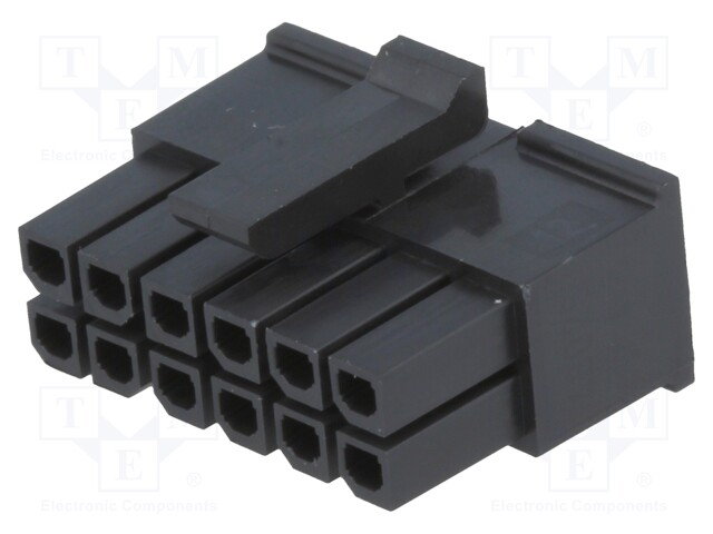 Plug; wire-board; female; Micro-Fit 3.0; 3mm; PIN: 12; w/o contacts