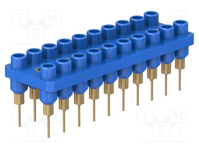 Socket strip; 2mm banana; blue; 60VDC; 10A; 30VAC; Sockets: 20; 12mm