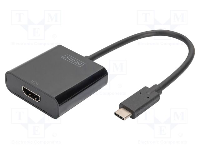 Adapter; USB 3.2; HDMI socket,USB C plug; 150mm; black
