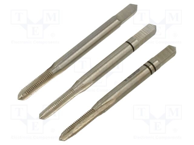 Tap-set; M3; 0.5; L: 40mm; Holder: square,hand; 2.7mm; 3pcs.