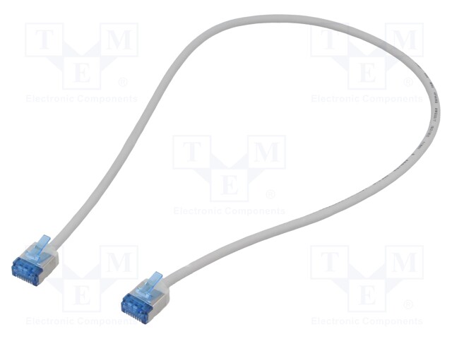 Patch cord; U/FTP; 6a; stranded; Cu; LSZH; grey; 0.5m; 32AWG