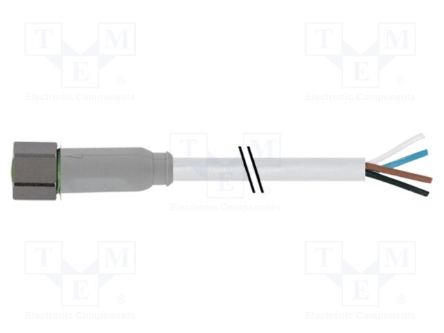 Connection lead; M8; PIN: 4; straight; 10m; plug; 30VAC; -25÷80°C