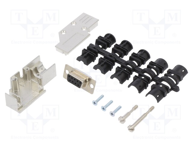 D-Sub; PIN: 9; plug; female; shielded,stamped and formed contacts