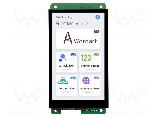 Display: TFT; 4.3"; 480x800; Illumin: LED; 16MBFLASH; RGB; 250cd/m2