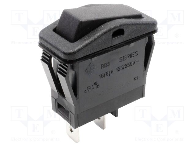 ROCKER; SPST; Pos: 2; OFF-ON; 16A/125VAC; IP67; Rcont max: 20mΩ; RB3