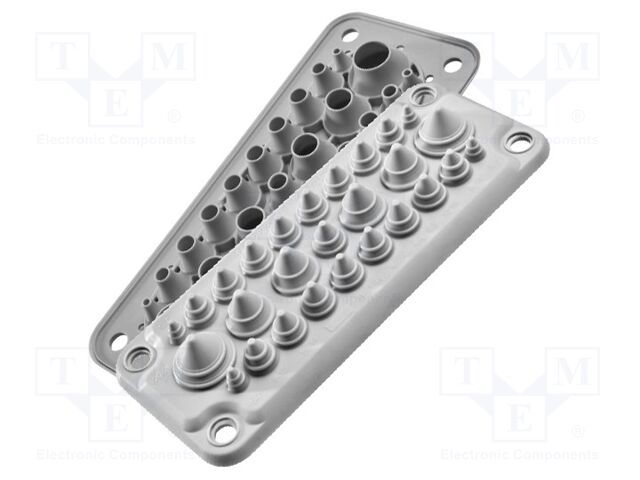 Multigate grommet; grey; Holes no: 27; -40÷100°C; UL94V-0; IP67