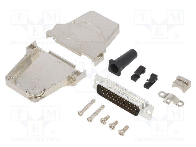 D-Sub HD; PIN: 44; male; shielded,with strain relief; angled 45°