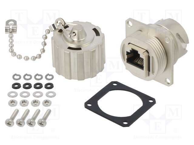 Socket; coupler; PIN: 8; Cat: 6a; shielded,with protective cap