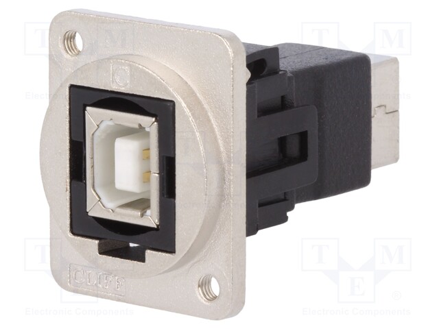 Coupler; USB B socket,both sides; FT; USB 2.0; metal; 19x24mm