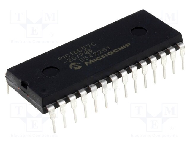 PIC microcontroller; Memory: 3kB; SRAM: 72B; 2.5÷5.5VDC; THT; DIP28