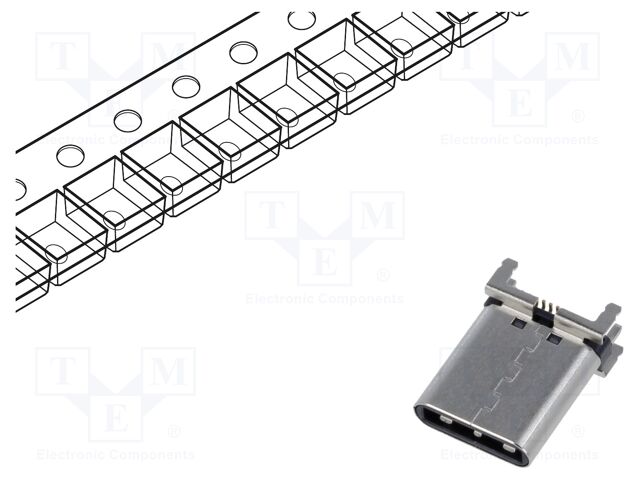 Connector: USB C; CX; SMT; PIN: 24; socket; on PCBs; vertical; 5A