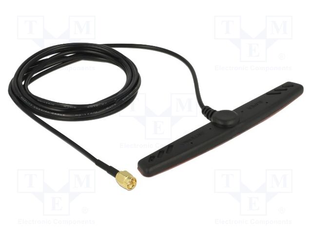 Antenna; GSM,LTE,UMTS,inner; black; SMA; glued; male; 50Ω; 2m; RG174