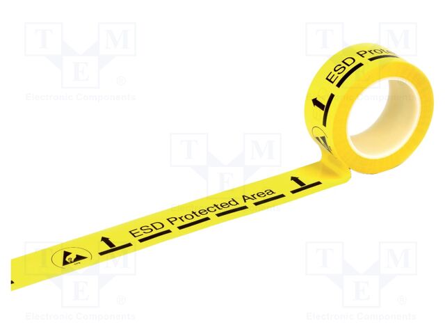 Awareness tape; ESD; L: 33m; W: 50mm; Thk: 0.145mm; PVC; yellow-black