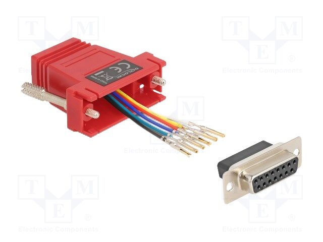 Adapter; D-Sub 15pin socket,RJ12 socket; red
