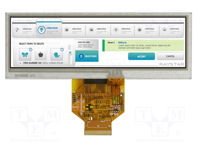 Display: TFT; 5.2"; 480x128; Illumin: LED; Dim: 140.4x49.87x4.5mm