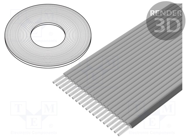 Wire: ribbon; 0.635mm; stranded; Cu; unshielded; grey; 30.5m