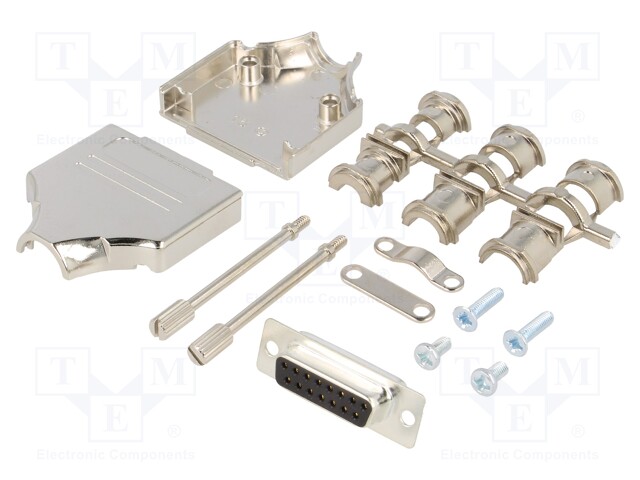 D-Sub; PIN: 15; plug; female; turned contacts; angled; soldering