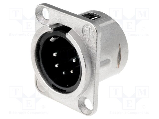 Socket; XLR; male; PIN: 5; flange (2 holes),for panel mounting