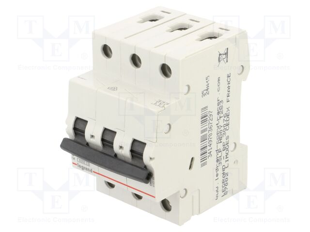 Circuit breaker; 400VAC; Inom: 16A; Poles: 3; Charact: B; 6kA; IP20