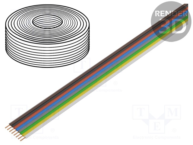 Wire: ribbon; stranded; 8x0,25mm2; 10m