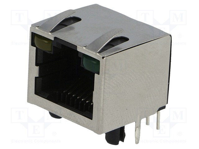 Socket; RJ45; Cat: 5; shielded,with LED; Layout: 8p8c; THT