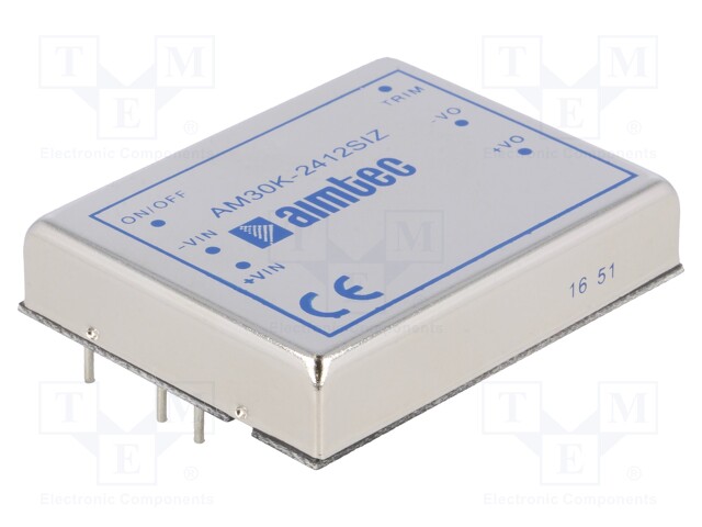 Converter: DC/DC; 30W; Uin: 18÷36V; 12VDC; Iout: 2.5A; 2"x1,6"; 50g